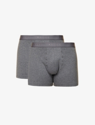 Shop Falke Mens  Tonal Waistband Pack Of Two Stretch-cotton Boxers In Grey