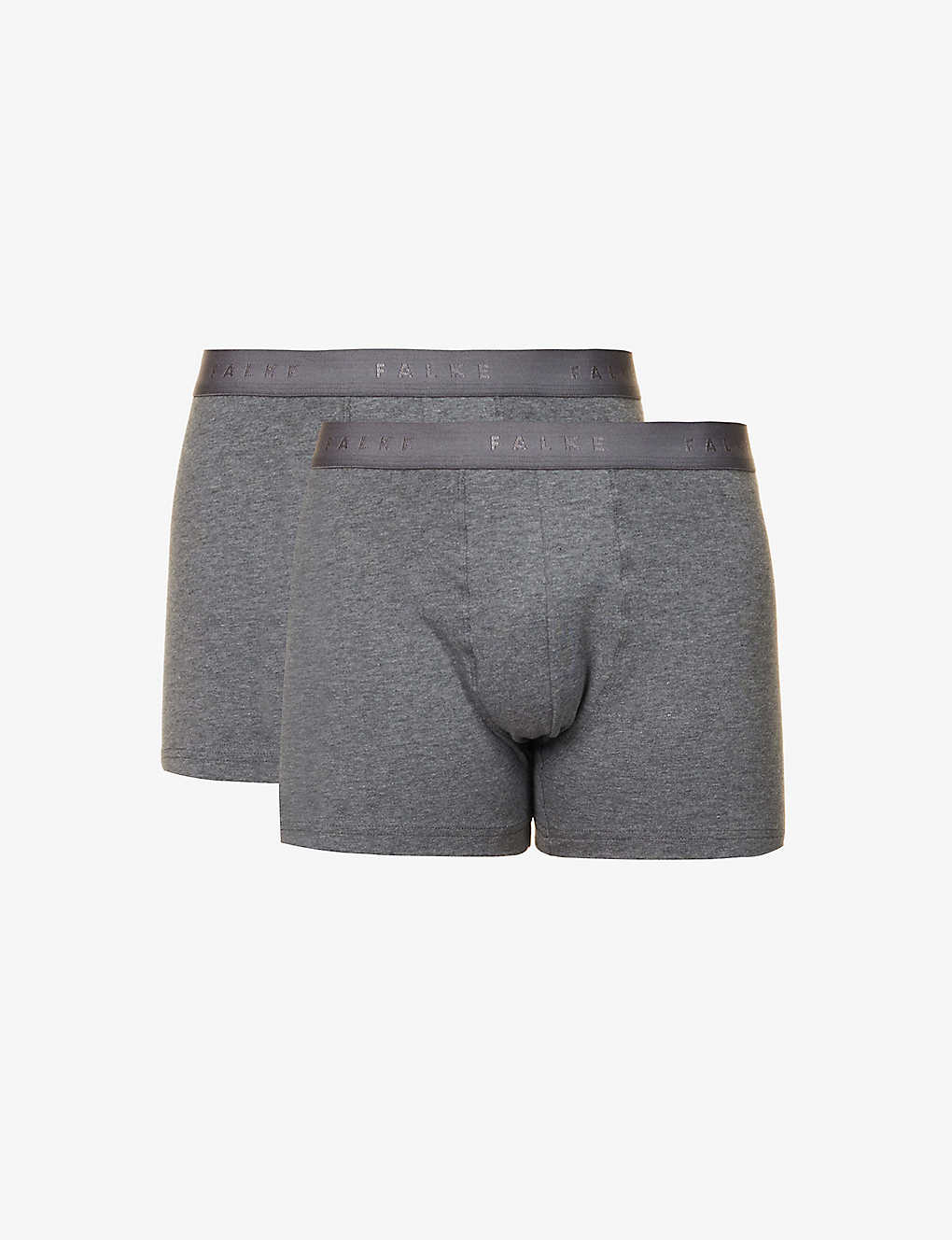 Falke Mens Dark Grey Tonal Waistband Pack Of Two Stretch-cotton Boxers