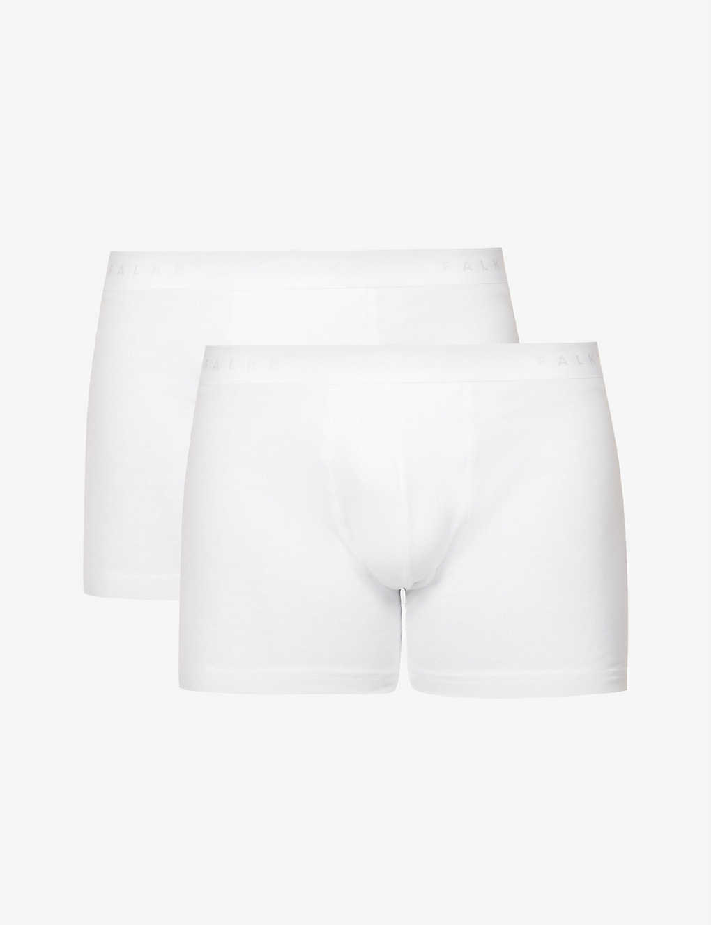 Falke Tonal Waistband Pack Of Two Stretch-cotton Boxers In White