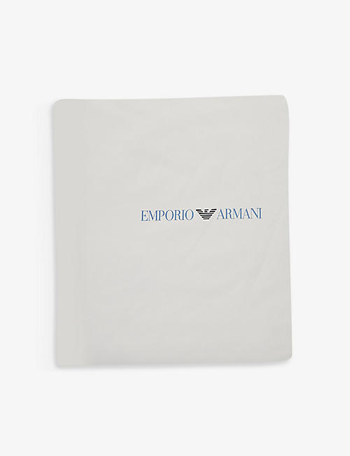 EMPORIO ARMANI: Logo-print cotton blanket 74cm x 65cm