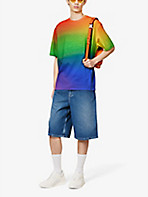 LOEWE: Anagram-embossed rainbow-pattern cotton-jersey T-shirt