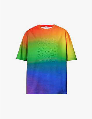 LOEWE: Anagram-embossed rainbow-pattern cotton-jersey T-shirt