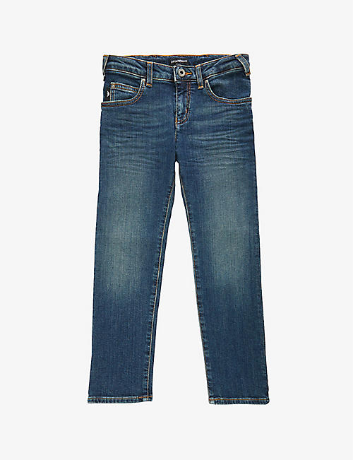 EMPORIO ARMANI: Core regular-fit straight-leg denim jeans 4-16 years