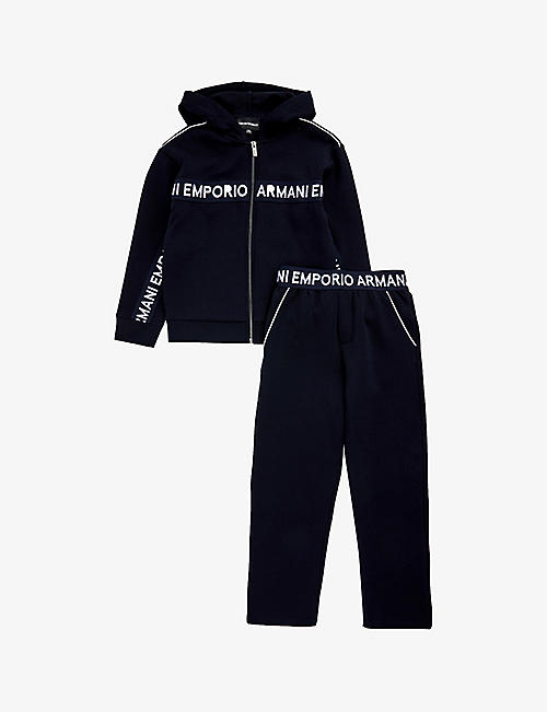 EMPORIO ARMANI: Spellout cotton-blend tracksuit 8-16 years