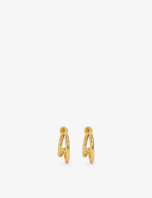 OMA THE LABEL: Chunky layered 18ct yellow-gold plated brass hoop earrings