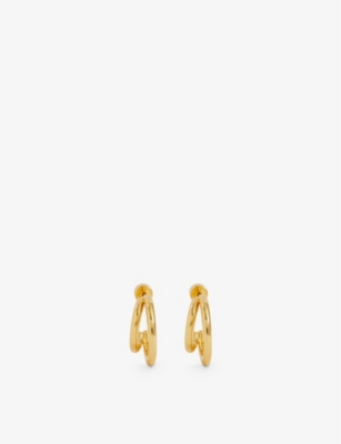 Oma The Label Womens Gold Chunky Layered 18ct Yellow-gold Plated Brass Hoop Earrings