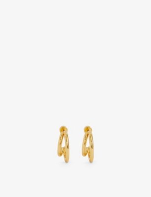 Oma The Label Womens Gold Chunky Layered 18ct Yellow-gold Plated Brass Hoop Earrings In Gold