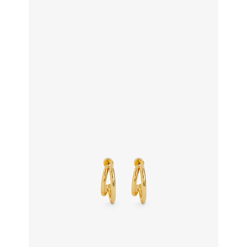 Oma The Label Womens Gold Chunky Layered 18ct Yellow-gold Plated Brass Hoop Earrings