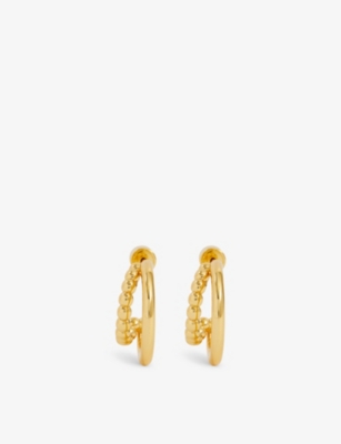 Shop Oma The Label Women's Gold Dotted Layered 18ct Yellow Gold-plated Brass Hoop Earrings