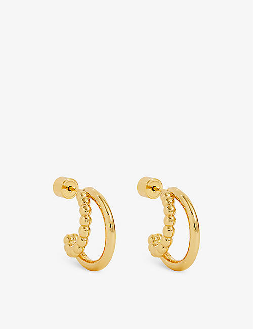 OMA THE LABEL: Dotted layered 18ct yellow gold-plated brass hoop earrings