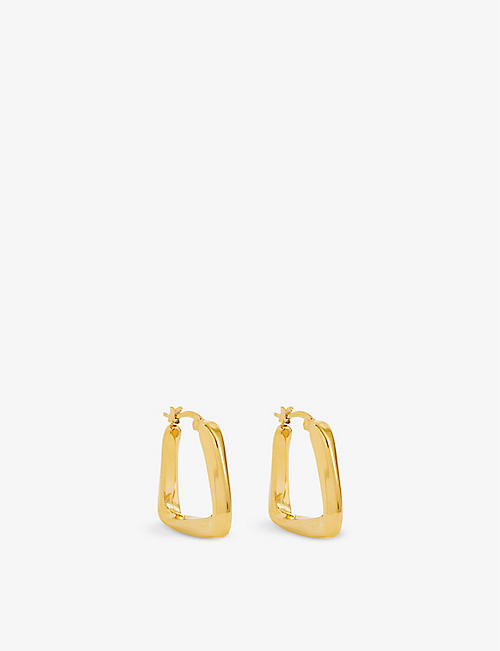OMA THE LABEL: Rounded square 18ct yellow-gold-plated brass hoop earrings