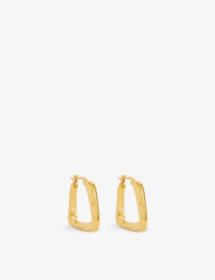 Oma The Label Womens Gold Rounded Square 18ct Yellow-gold-plated Brass Hoop Earrings In Gold
