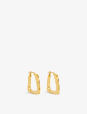 Oma The Label Womens Gold Rounded Square 18ct Yellow-gold-plated Brass Hoop Earrings