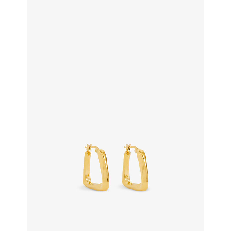 Oma The Label Womens Gold Rounded Square 18ct Yellow-gold-plated Brass Hoop Earrings