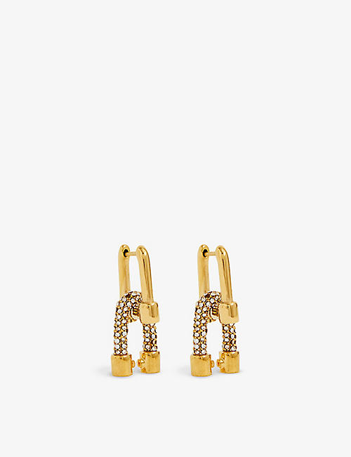 OMA THE LABEL: Urra 18ct yellow-gold plated brass and cubic zirconia drop earrings