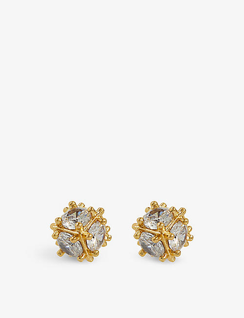 OMA THE LABEL: Sol 18ct yellow-gold plated brass and cubic zirconia stud earrings