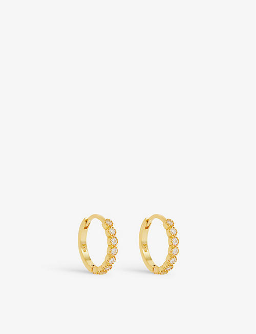 OMA THE LABEL: Vesla 18ct yellow-gold plated sterling-silver and cubic zirconia huggie earrings
