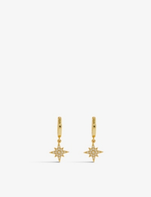 OMA THE LABEL: Owen 18ct yellow-gold plated sterling-silver and cubic zirconia huggie earrings