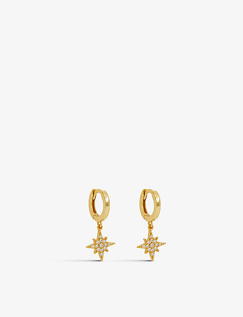 OMA THE LABEL: Owen 18ct yellow-gold plated sterling-silver and cubic zirconia huggie earrings