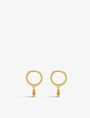 Oma The Label Womens Gold Iso 18ct Yellow-gold Plated Sterling-silver And Cubic Zirconia Huggie Earr In Gold