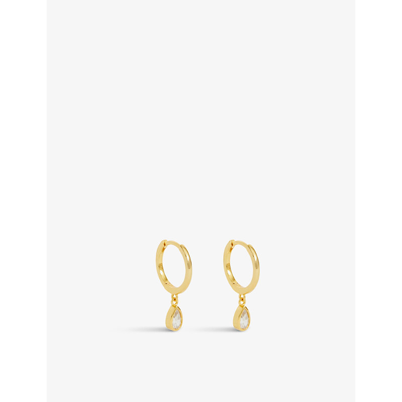 Oma The Label Womens Gold Iso 18ct Yellow-gold Plated Sterling-silver And Cubic Zirconia Huggie Earr