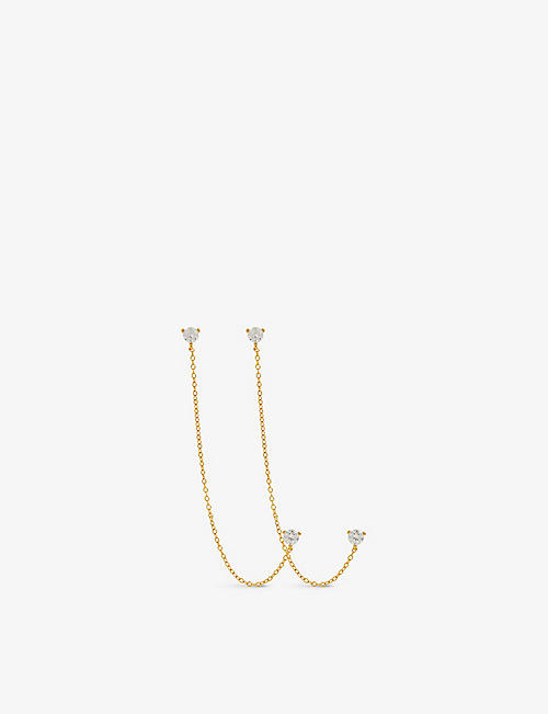 OMA THE LABEL: Lur 18ct yellow-gold plated sterling-silver and cubic zirconia earrings