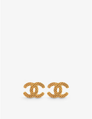 SUSAN CAPLAN: 中古 Chanel 镀金夹式耳环