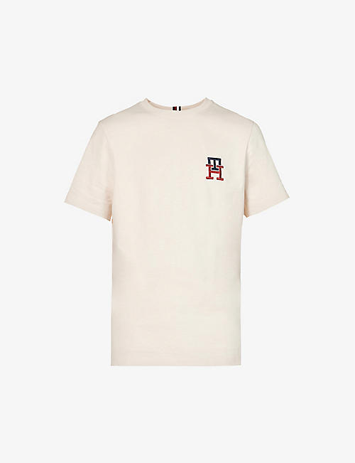TOMMY HILFIGER: Essential Monogram logo-embroidered cotton-jersey T-shirt