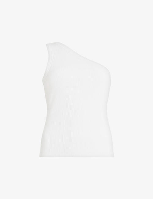 ALLSAINTS: Stef asymmetric one-shoulder woven top