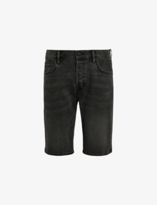 Shop Allsaints Men's Washed Black Switch Faded Slim-fit Stretch-denim Shorts
