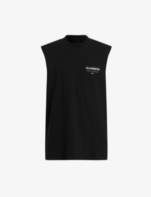 ALLSAINTS: Underground logo-print sleeveless organic-cotton T-shirt