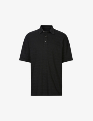 AllSaints Statten Knitted Polo Shirt in Black