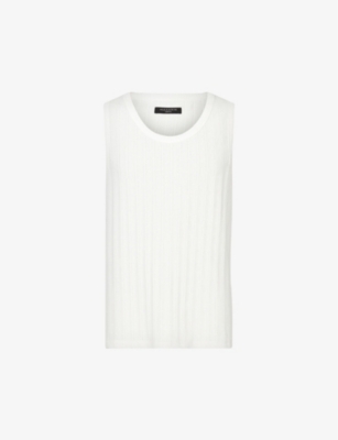 Shop Allsaints Men's Cala White Madison Relaxed-fit Organic Cotton-blend Vest