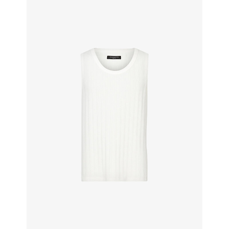 Shop Allsaints Madison Relaxed-fit Organic Cotton-blend Vest In Cala White