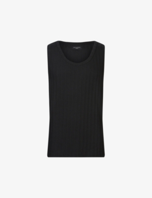 Allsaints Madison Relaxed-fit Organic Cotton-blend Vest In Jet Black