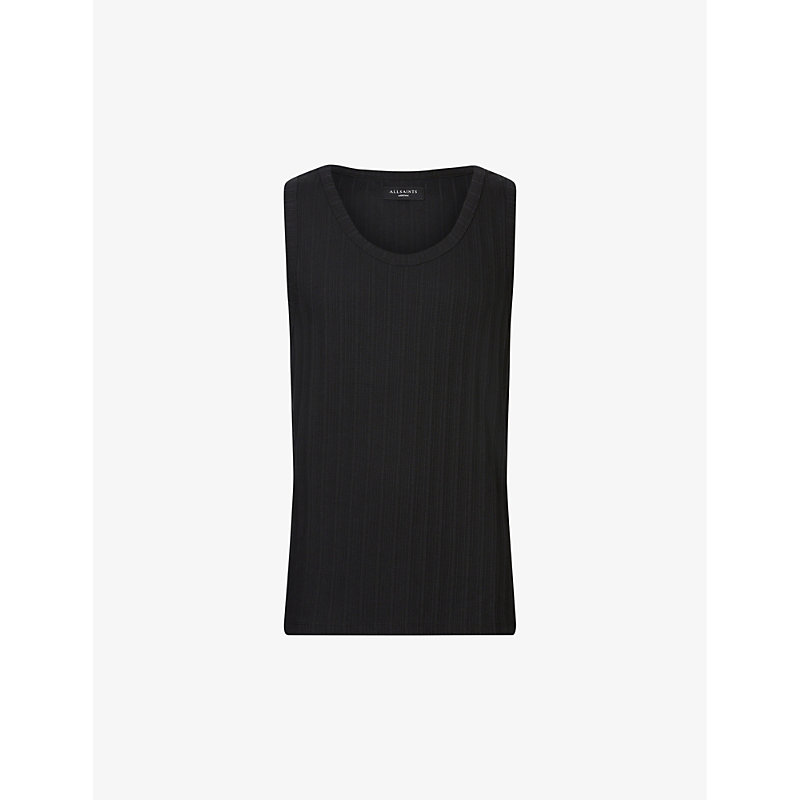 Allsaints Madison Relaxed-fit Organic Cotton-blend Waistcoat In Jet Black