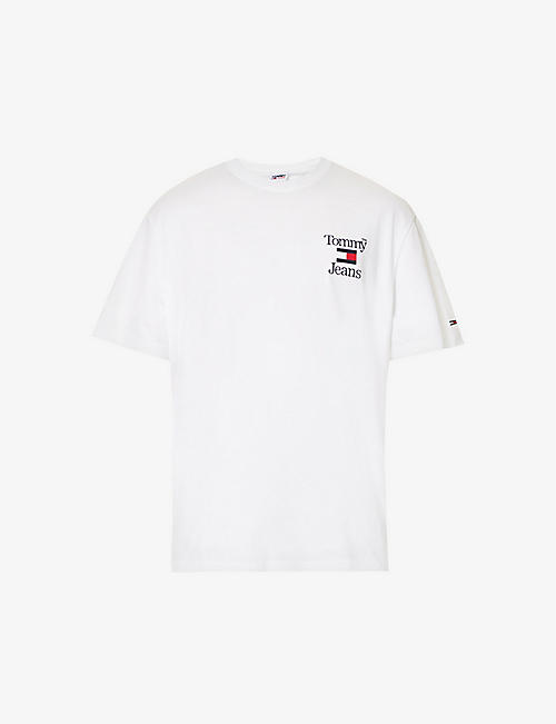 TOMMY JEANS: Embroidered-flag logo cotton-jersey T-shirt