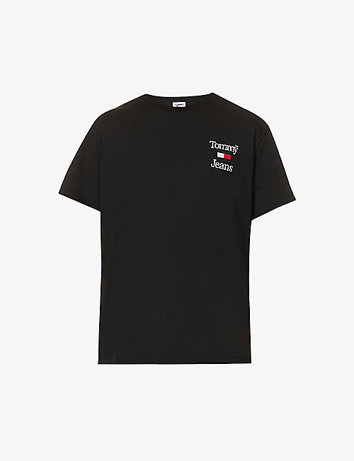 TOMMY JEANS: Embroidered-flag logo cotton-jersey T-shirt