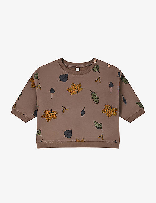 ORGANIC ZOO: Fall In Love leaf-print organic-cotton sweatshirt 3 months- 4 years