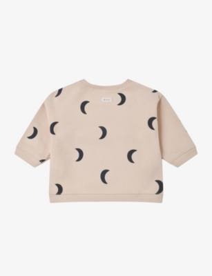 Shop Organic Zoo Cream/vy Moon-print Organic-cotton Sweatshirt 3 Months- 4 Years In Cream/navy