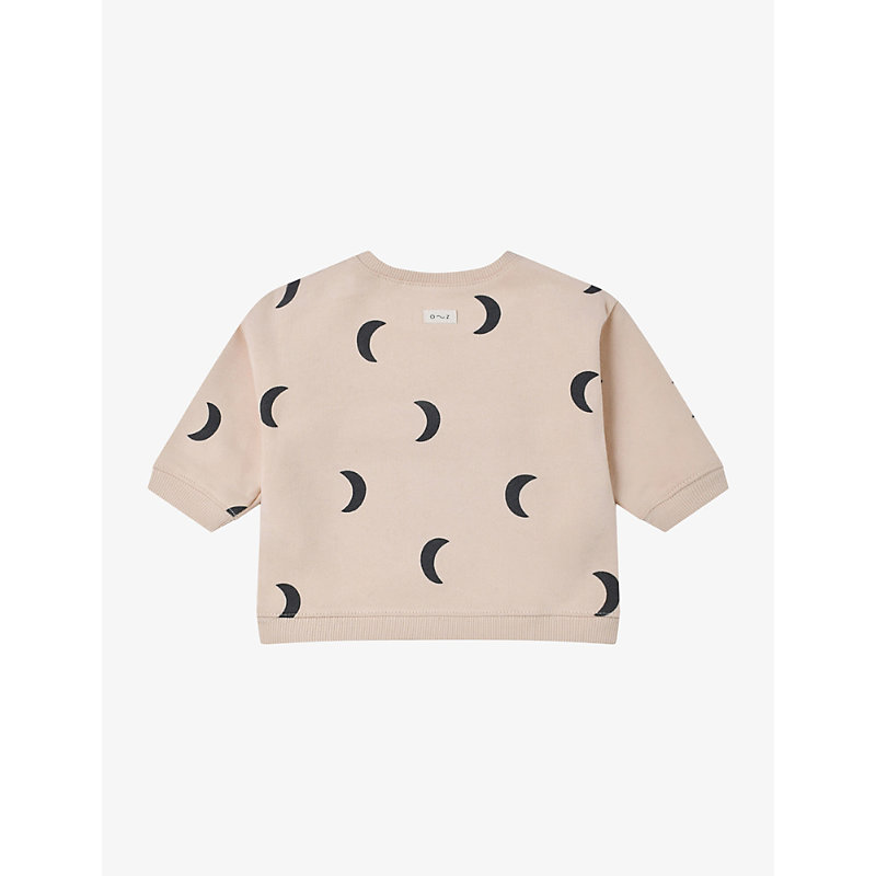 Shop Organic Zoo Moon-print Organic-cotton Sweatshirt 3 Months- 4 Years In Cream/navy
