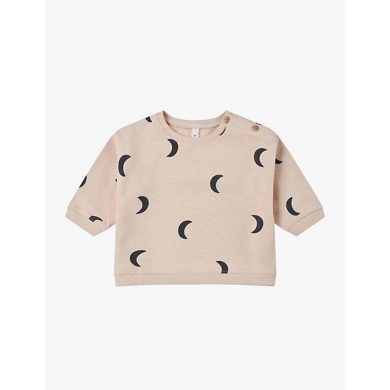 Organic Zoo Babies' Moon-print Organic-cotton Sweatshirt 3 Months- 4 Years In Cream/navy