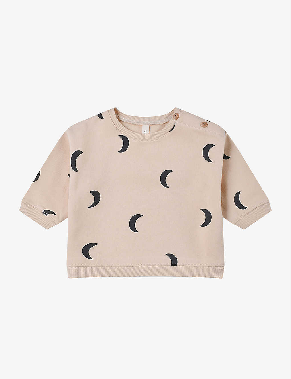 Organic Zoo Babies' Moon-print Organic-cotton Sweatshirt 3 Months- 4 Years In Cream/navy