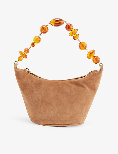 CULT GAIA: Gia beaded-handle leather shoulder bag