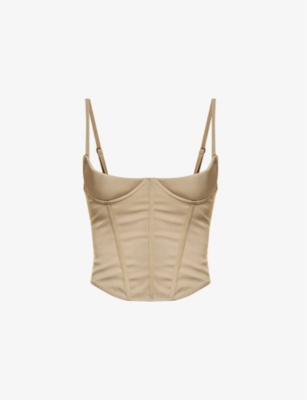 MIAOU: Kiko dipped-hem stretch-woven corset top