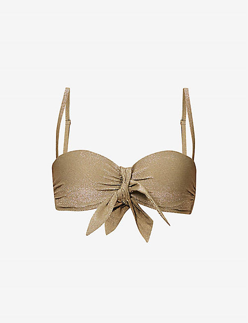 HEIDI KLEIN: Bandeau bow-embellished stretch-recycled polyamide-blend bikini top