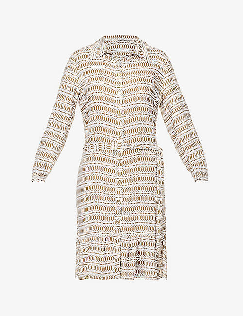 HEIDI KLEIN: Ruffle graphic-print woven mini dress