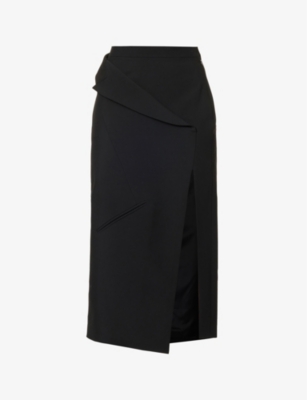 Alexander Mcqueen High-waist Virgin Wool Midi Skirt In Black