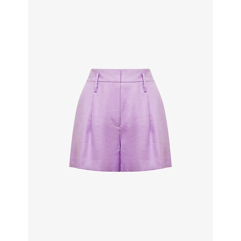 REISS REISS WOMENS LILAC HOLLIE PLEATED WOVEN SHORTS,63464734