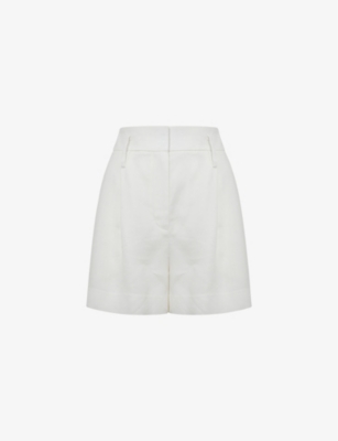 Reiss Womens White Hollie Pleated Woven Shorts